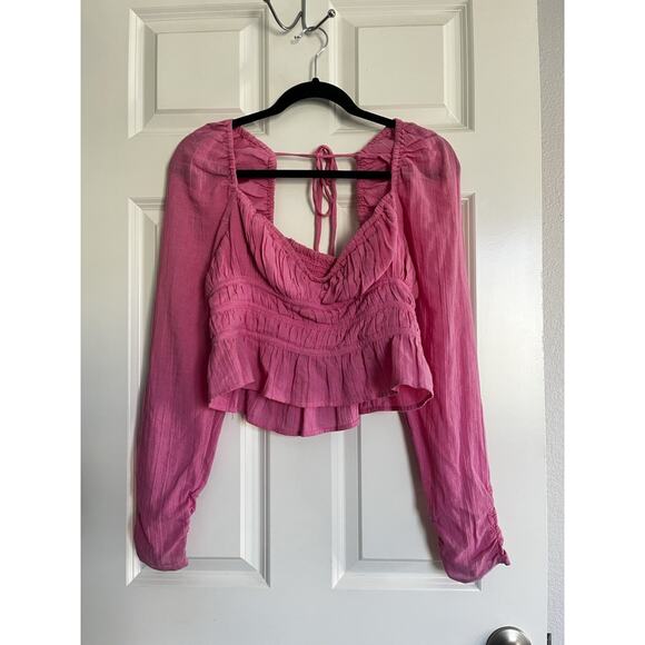 FREE PEOPLE AURORA CHLOE LONG SLEEVE TOP Cotton SIZE MEDIUM NEW - Picture 4 of 8